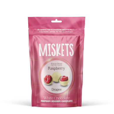 TR Miskets White Chocolate Coated Raspberry 12x80g