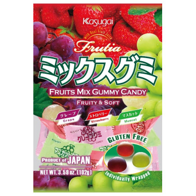JP Frutia Gummy Candy Grape/Stwby/Muscat 2x12x102g